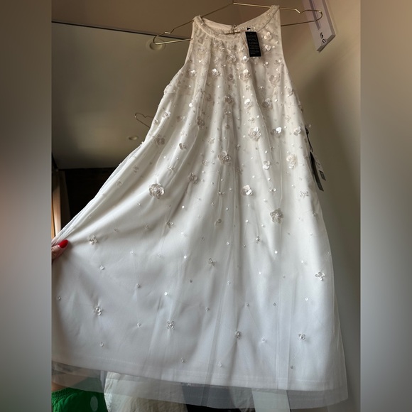 NWT ADRIANA PAPPELL Floral Beaded Appliqué Dress Bridal Shower Brides Dress - Picture 10 of 10